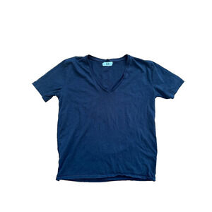 ICEBERG Women's Lightweight V-Neck Scoop Hem T-Shirt black Cotton 3X A000607